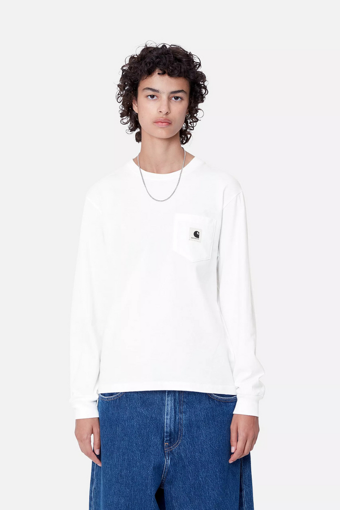 W' L/S Pocket T-Shirt - White - Carhartt WIP