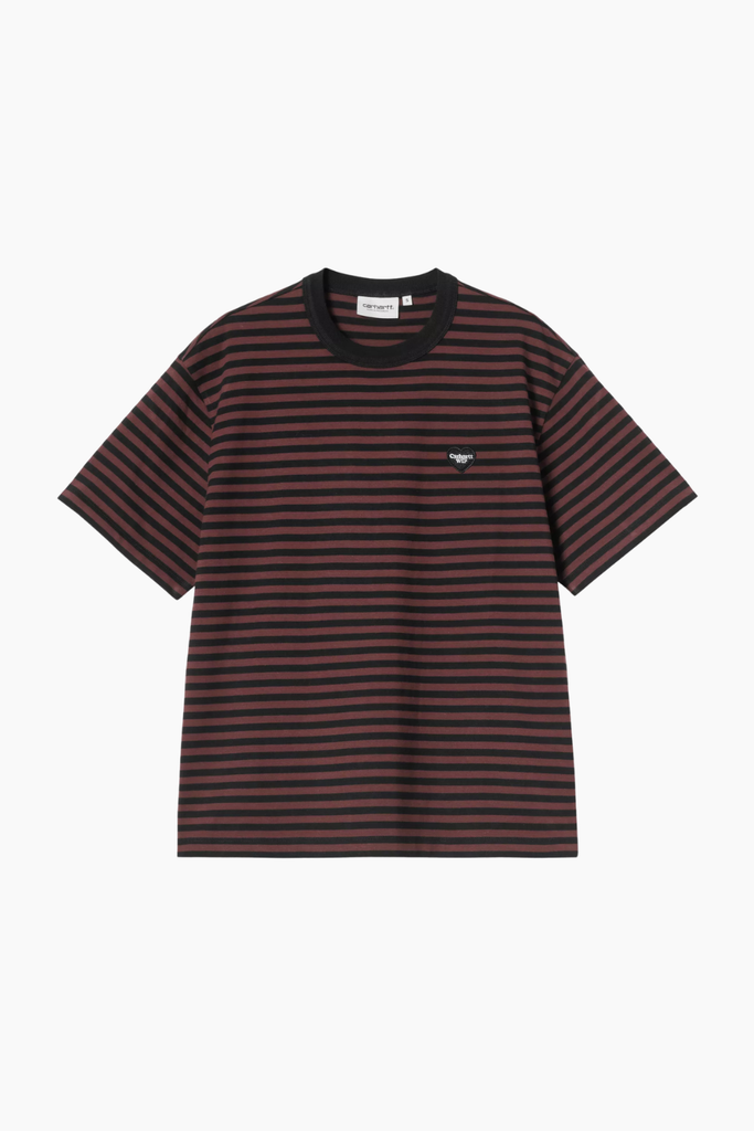 W' S/S Essy T-Shirt Stripe - Black/Amarone - Carhartt WIP