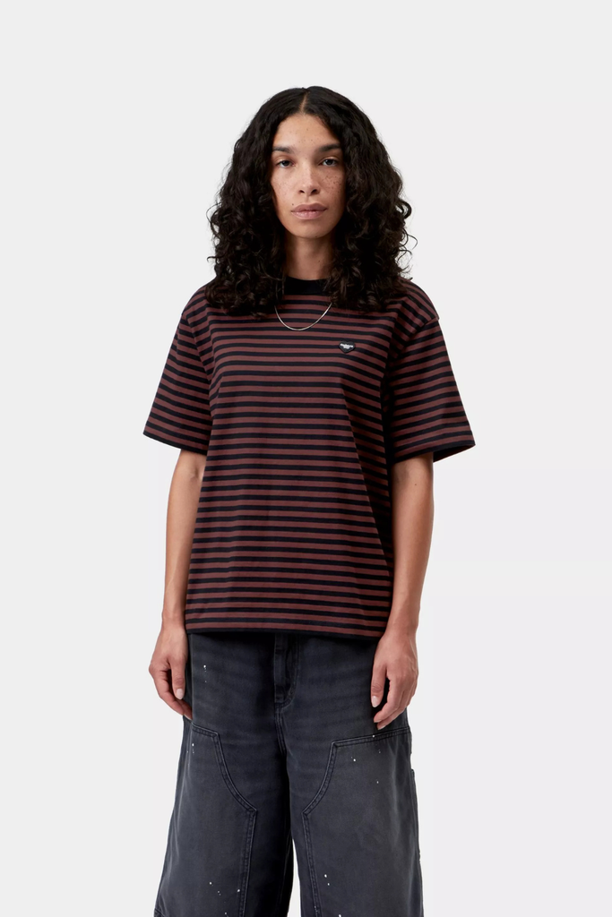 W' S/S Essy T-Shirt Stripe - Black/Amarone - Carhartt WIP