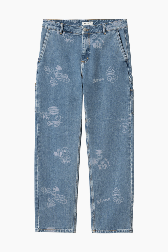 W' Stamp Pants - Stamp Print Blue Bleached - Carhartt WIP
