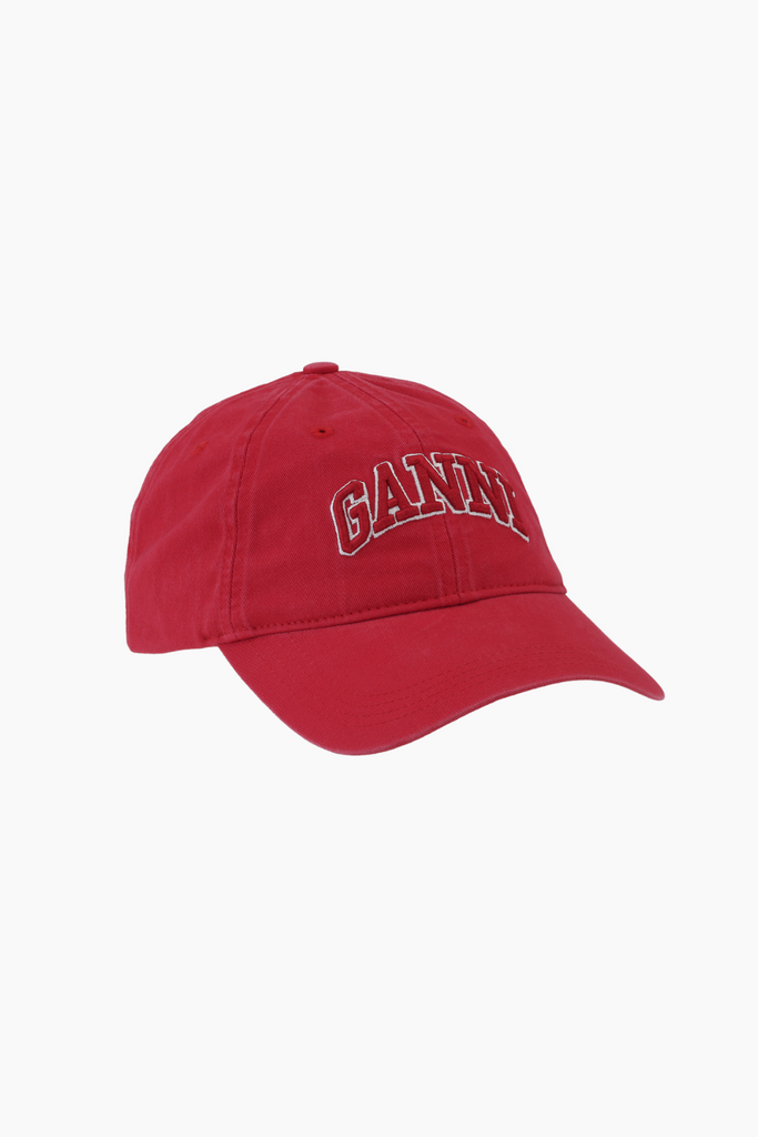 Washed Cotton Canvas Cap A6903 - Fiery Red - GANNI