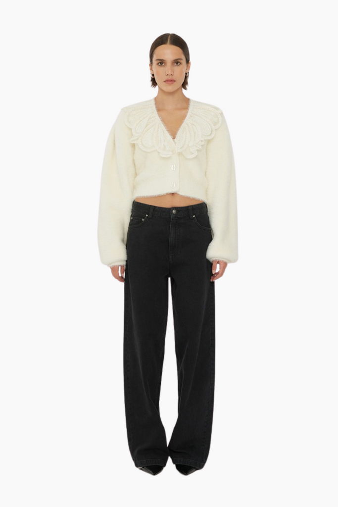 Wide Leg 5 Pocket Jeans - Black Washed - ROTATE