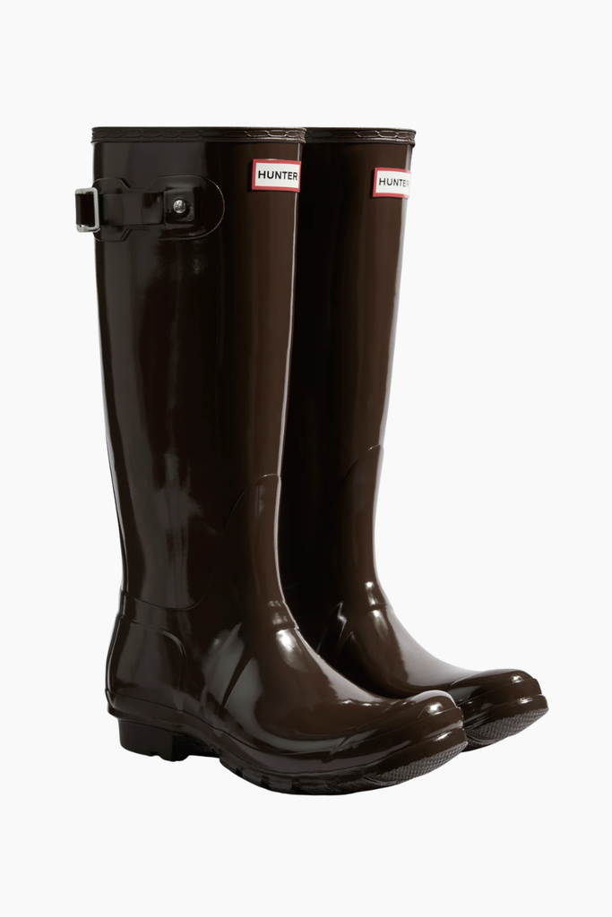 Womens Original Tall Gloss Boot - Chocolate Brown - Hunter