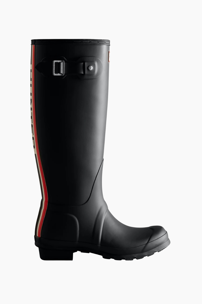 Womens Original Tall Hunter Tri Colour Logo Boot - Black - Hunter