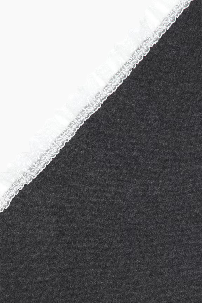 Wool Lace Triangular Scarf - Phantom - GANNI