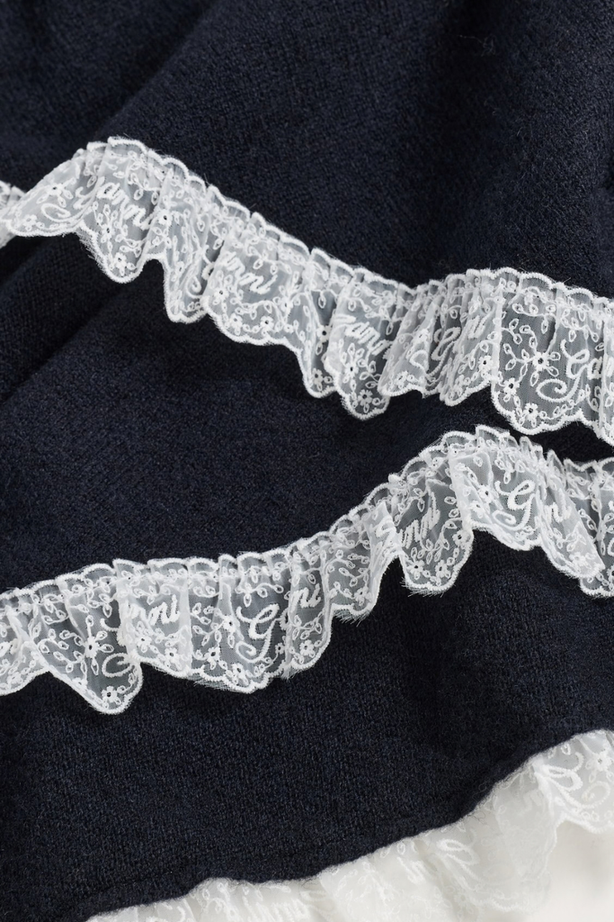 Wool Lace Triangular Scarf XXL - Sky Captain - GANNI