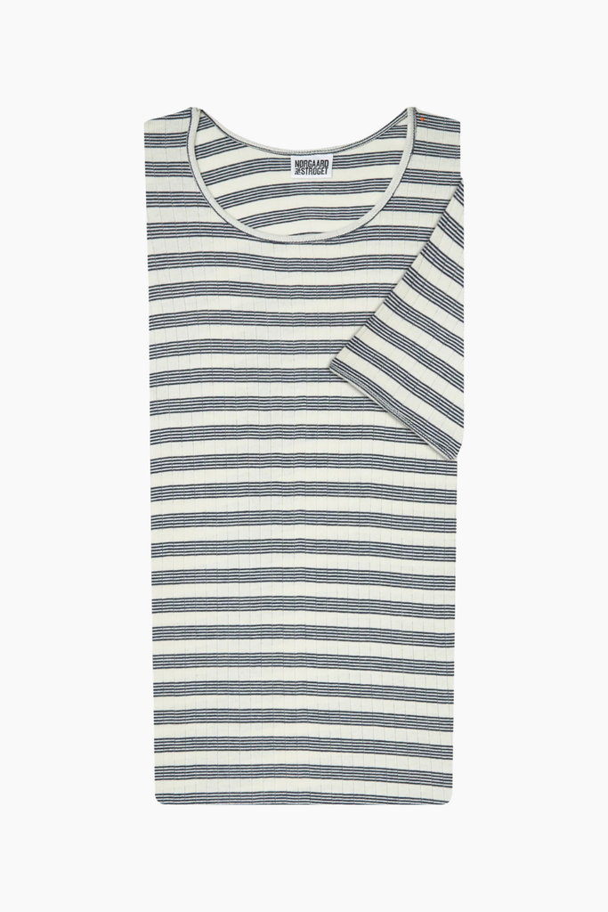 101 Short Sleeve BW Stripe - Ecru/Marine - Nørgaard på Strøget
