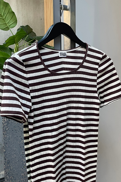 101 Short Sleeve Broadway - Brown/Ecru - Nørgaard på Strøget-1