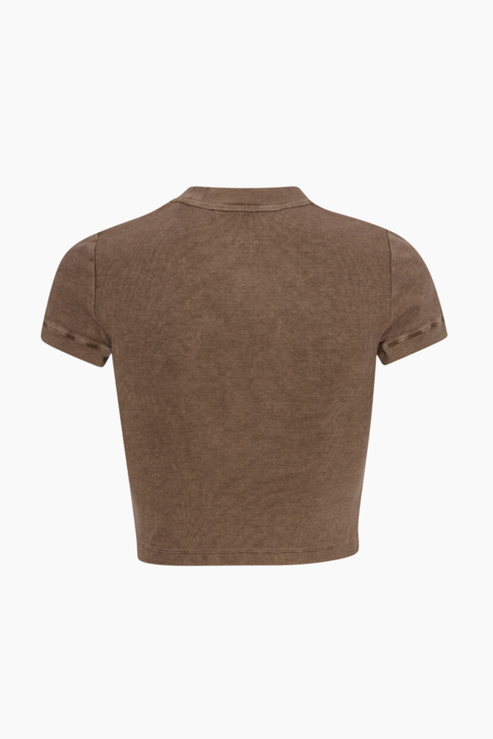 Ribbed Cropped T-shirt - Mustang - ROTATE
