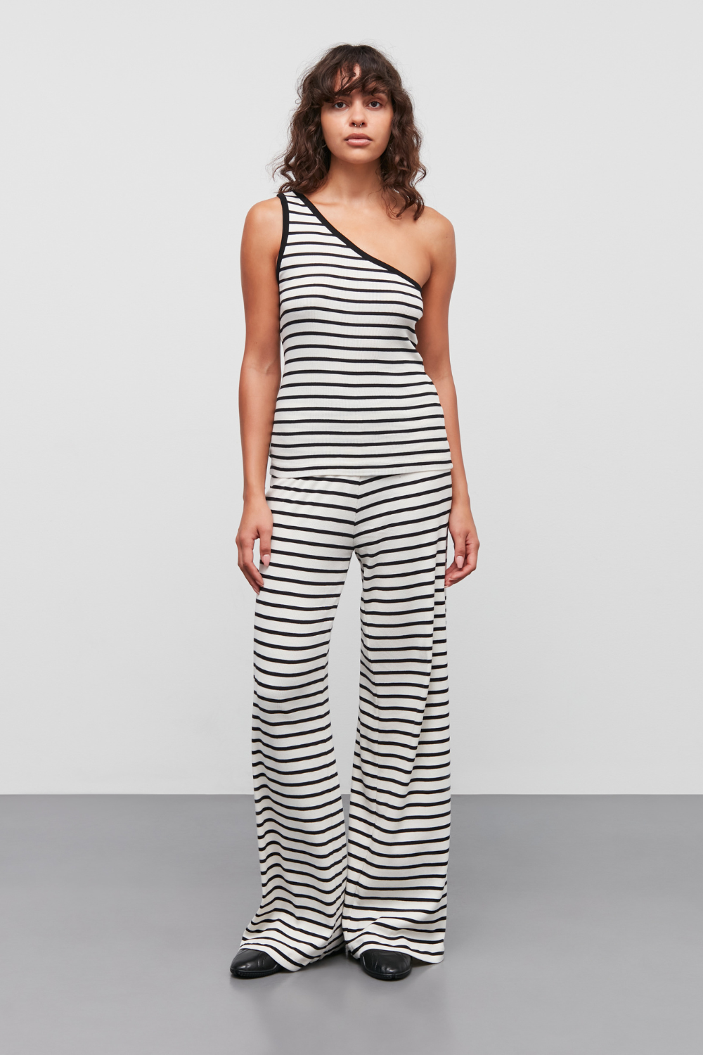 2X2 Cotton Stripe Kitty Top - Vanilla Ice/Black - Mads Nørgaard-3