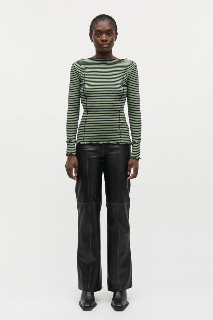 2x2 Cotton Stripe Siri Top - Sea Spray/Black - Mads Nørgaard