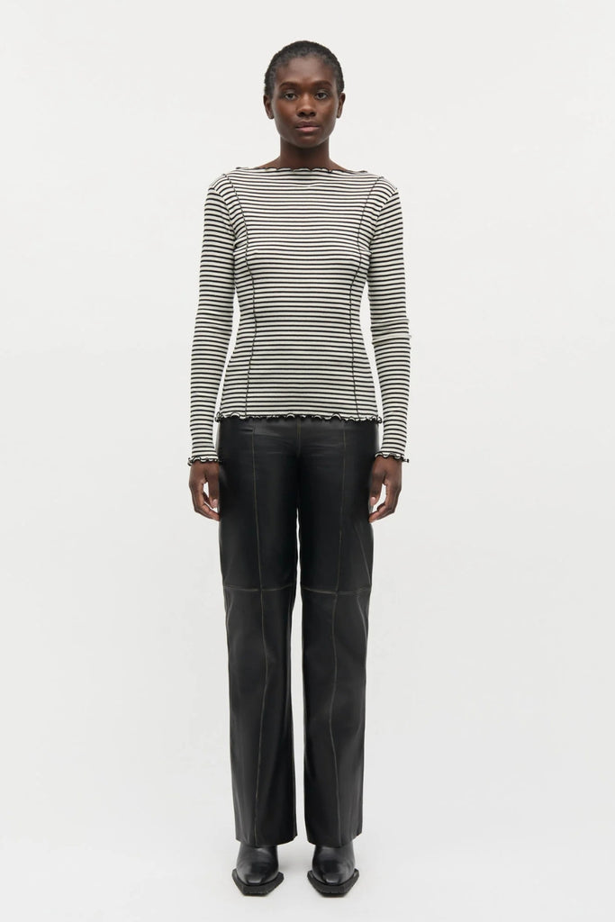 2x2 Cotton Stripe Siri Top - Vanilla Ice/Black - Mads Nørgaard