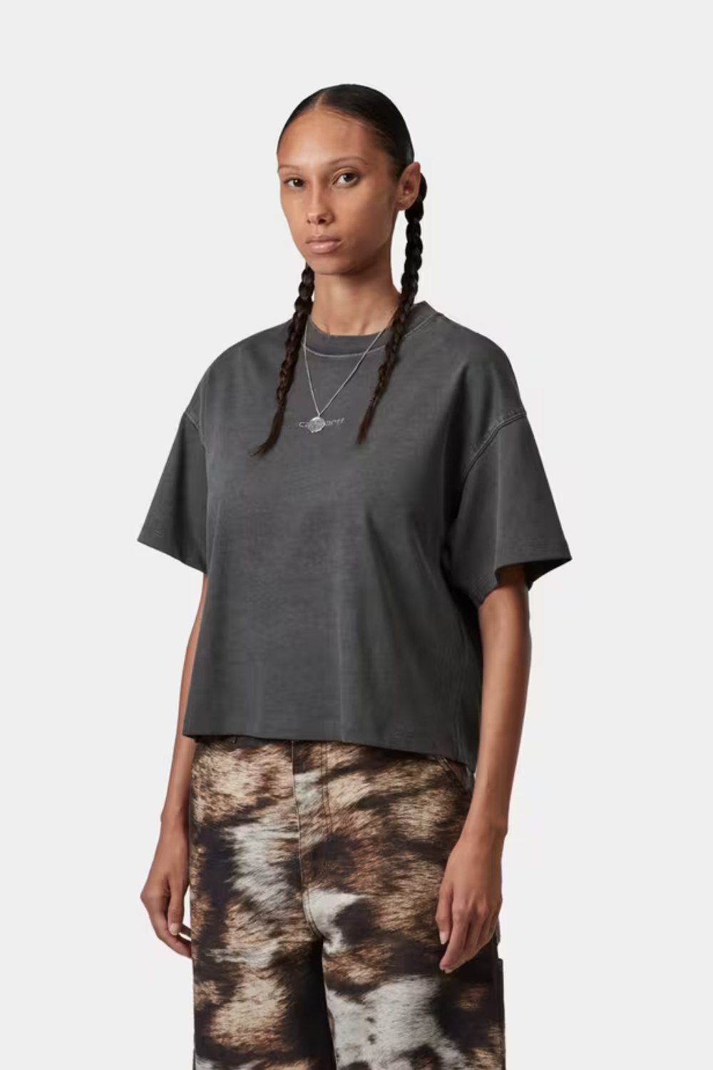 W' S/S Benton T-Shirt - Graphite Garment Dyed - Carhartt WIP