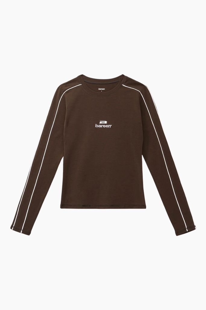 AW26 Logo Stretch Long Sleeve - Brown - Bareen