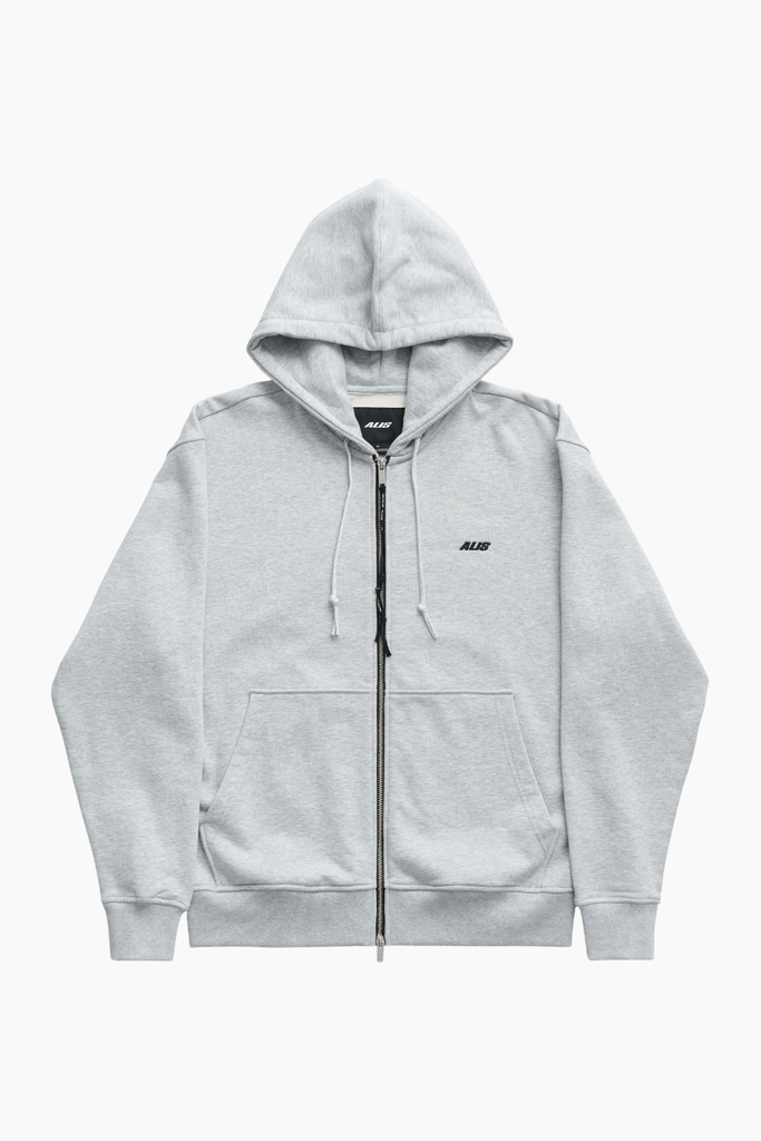 Aaron Hoodie W/ Zipper & Logo - Grey Melange - ALIS