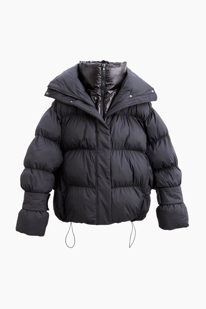 Aki double Collar Jacket - 8001 Black - Oval Square