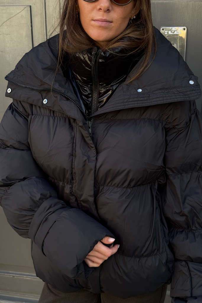 Aki double Collar Jacket - Black - Oval Square