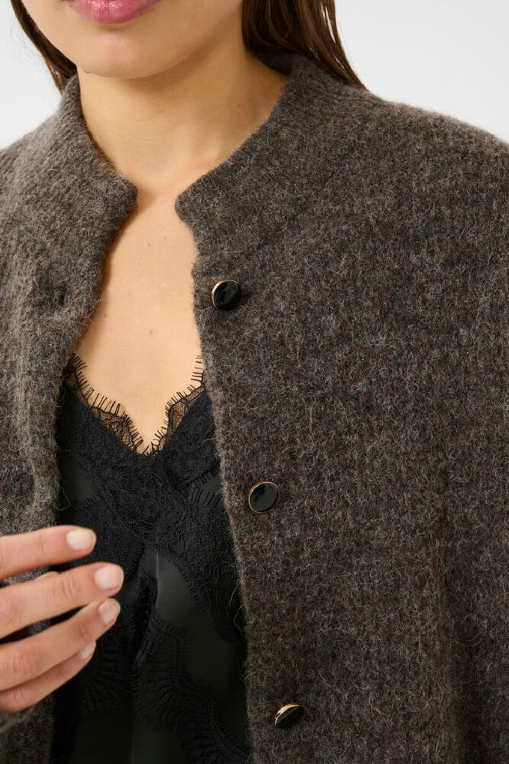 AlphaGZ Short Cardigan - Chestnut Melange - Gestuz