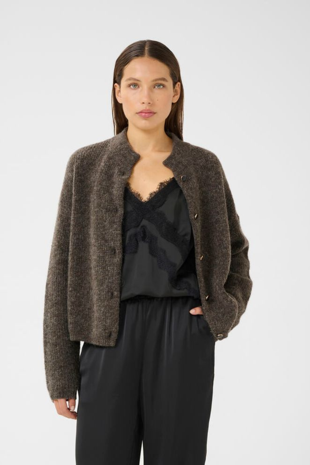 AlphaGZ Short Cardigan - Chestnut Melange - Gestuz