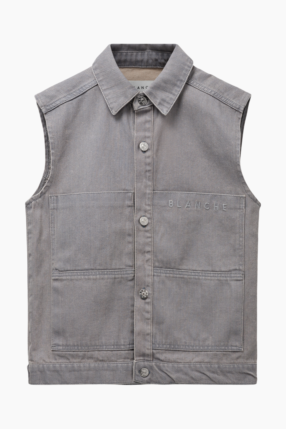 Argile-BL Denim Waistcoat - Harbor Mist - Blanche