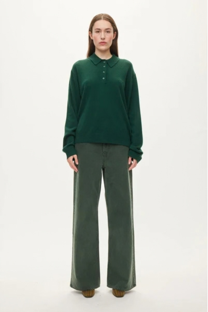 Avar Knit Polo - Pine Green - Oval Square