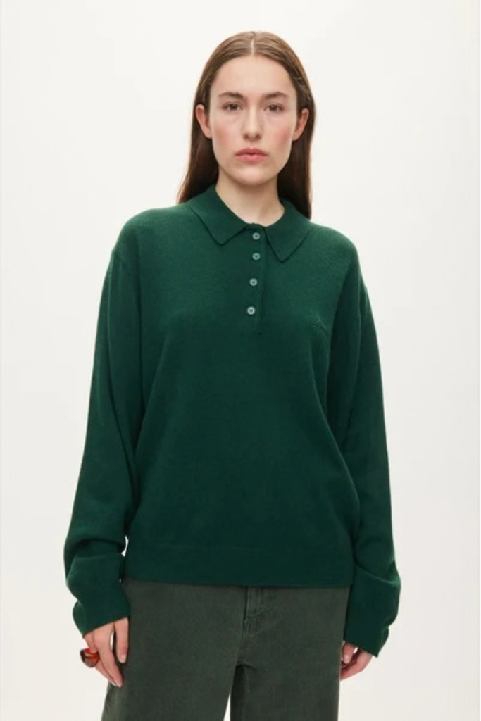 Avar Knit Polo - Pine Green - Oval Square