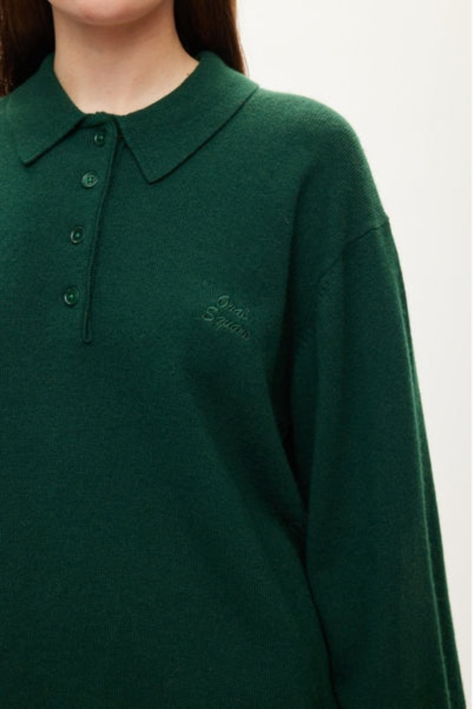 Avar Knit Polo - Pine Green - Oval Square