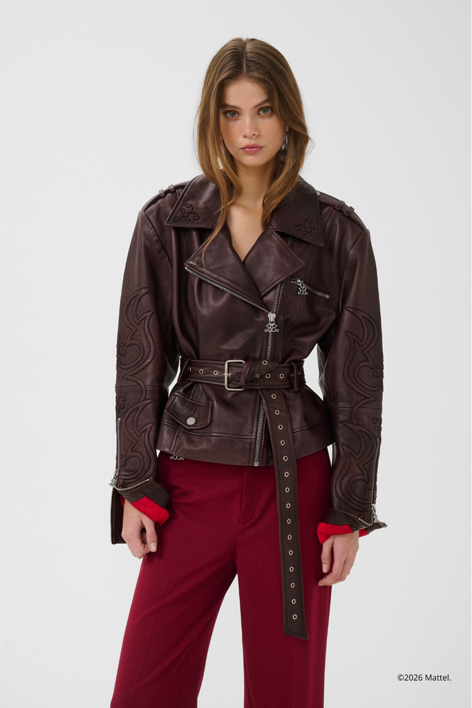 BXGken Biker Jacket - Dark Burgundy - Barbie X Gestuz