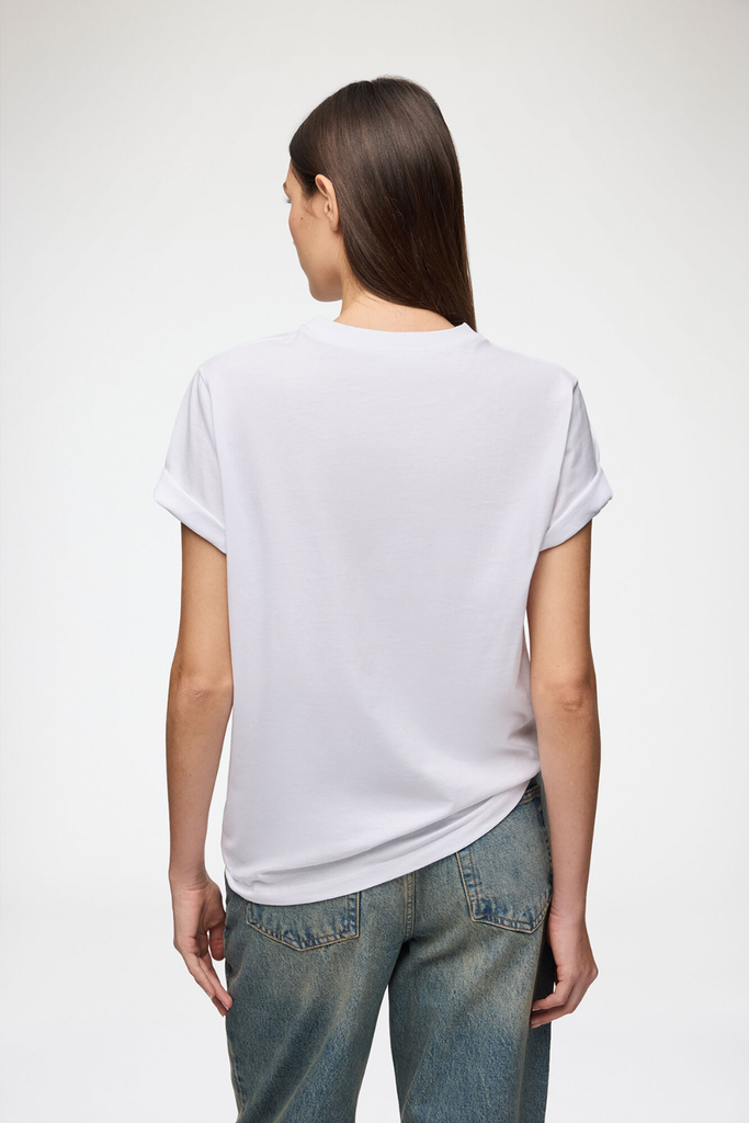Basic Cotton Relaxed T-shirt Teddy Mushrooms A1050311 - Bright White - GANNI