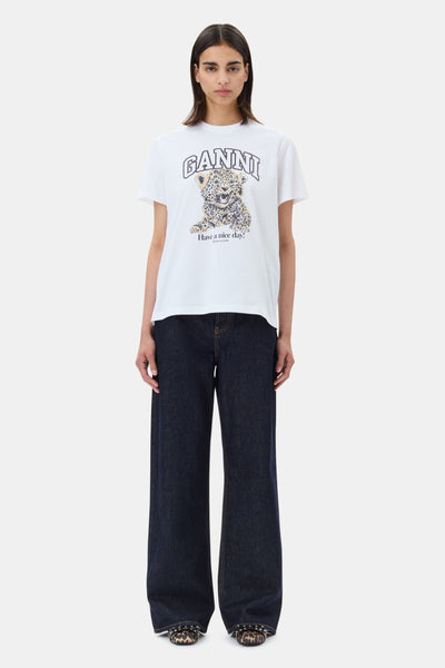 Basic Jersey Leopard Relaxed T-Shirt T4124 - Leopard - GANNI