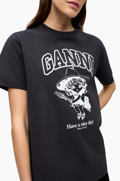 Basic Cotton Witch Relaxed T-shirt T4138 - Phantom - GANNI-4