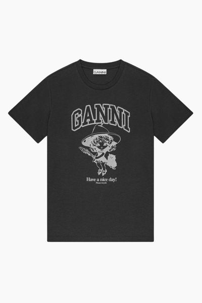 Basic Cotton Witch Relaxed T-shirt T4138 - Phantom - GANNI