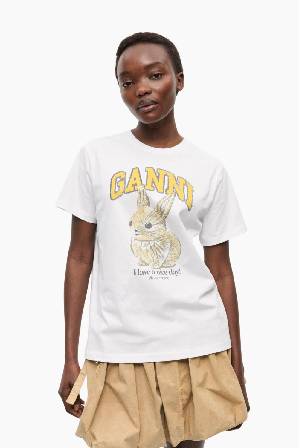 Basic Jersey Baby Bun Relaxed T-Shirt T4273 - Bright White - GANNI-2