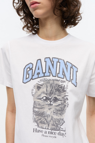Basic Jersey Kitty Margot Relaxed T-Shirt T4272 - Bright White - GANNI-1