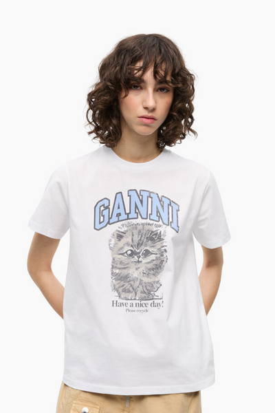 Basic Jersey Kitty Margot Relaxed T-Shirt T4272 - Bright White - GANNI-2