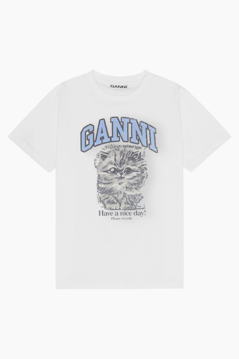 Basic Jersey Kitty Margot Relaxed T-Shirt T4272 - Bright White - GANNI
