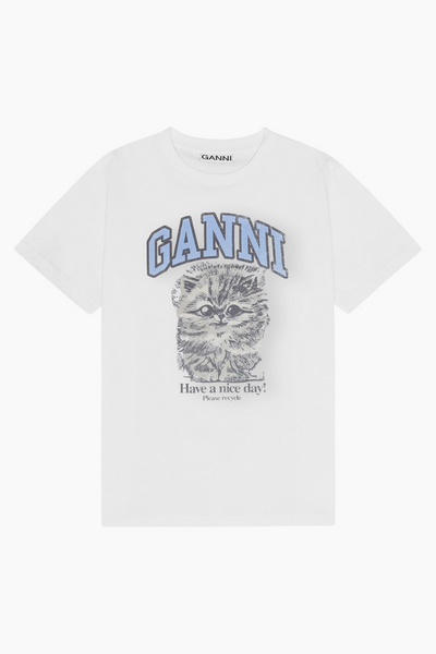 Basic Jersey Kitty Margot Relaxed T-Shirt T4272 - Bright White - GANNI