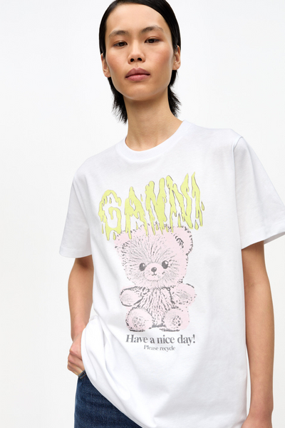 Basic Jersey Teddy Relaxed T-Shirt T4289 - Bright White - GANNI-1