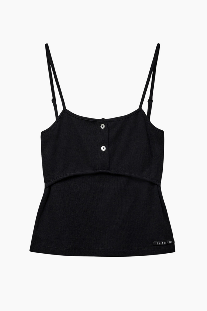 Bella-BL Strap Top - Black - Blanche