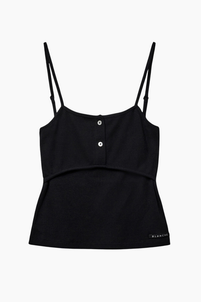 Bella-BL Strap Top - Black - Blanche