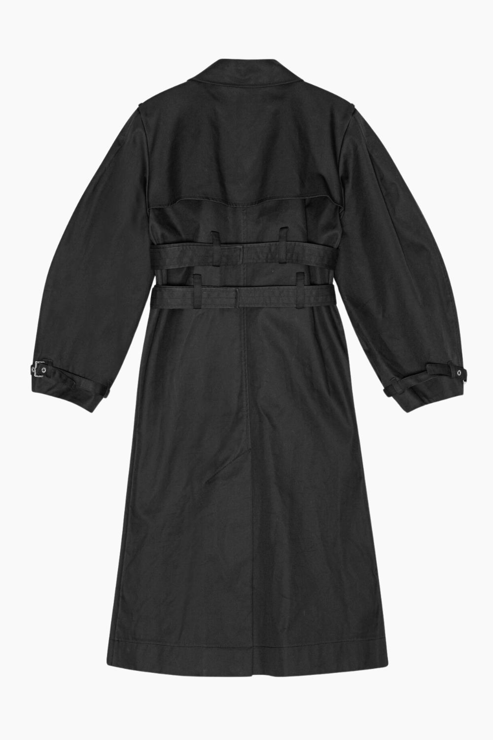 Bonded Cotton Trench Coat W0395 - Black - GANNI