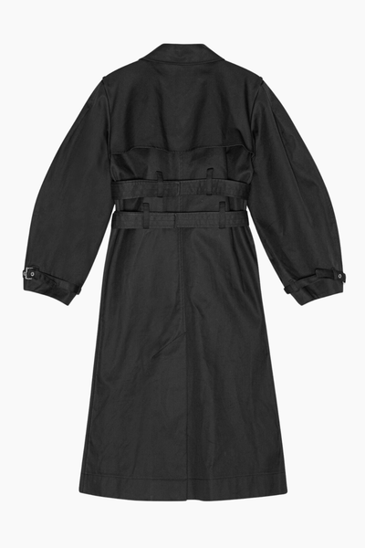 Bonded Cotton Trench Coat W0395 - Black - GANNI