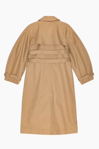 Bonded Cotton Trench Coat W0221 - Tiger's Eye - GANNI-2