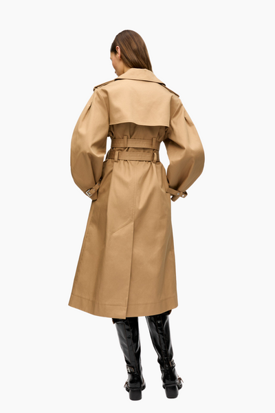 Bonded Cotton Trench Coat W0221 - Tiger's Eye - GANNI-5