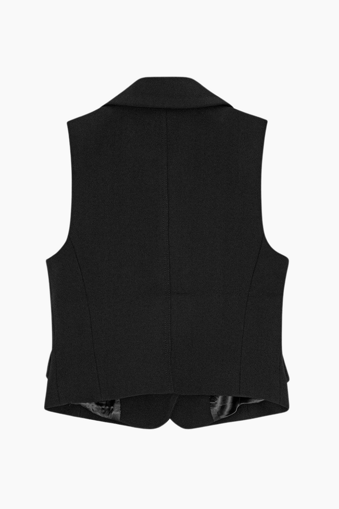 Bonded Crepe Vest W0243 - Black - GANNI