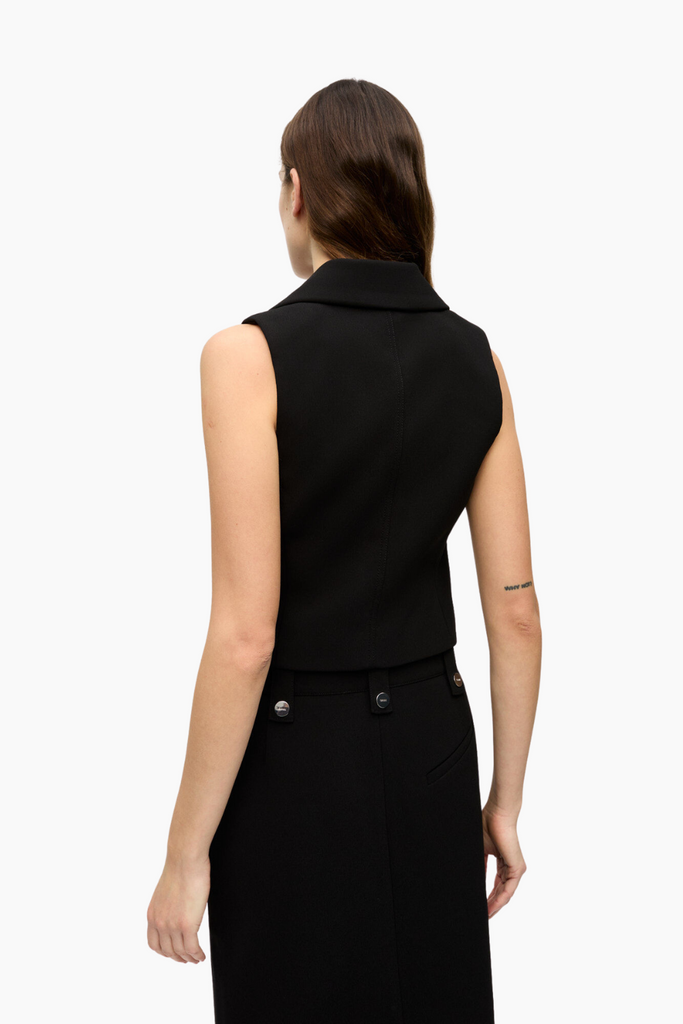 Bonded Crepe Vest W0243 - Black - GANNI