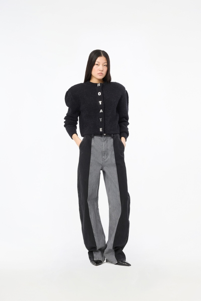 Boucle Knit Cardigan - Black - Rotate