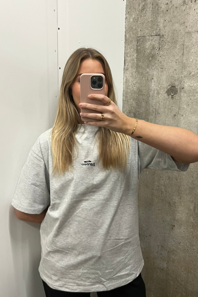 Box Fit T-Shirt Logo - Cloudy Grey - bareen