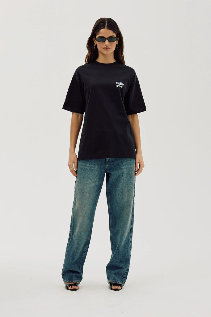 Box Fit T-shirt Moto - Black - bareen