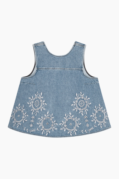Broderie Anglaise Denim Top J1710 - Light Blue Stone - GANNI